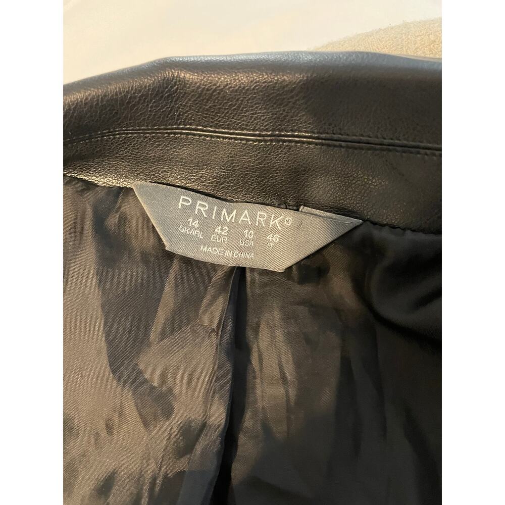 Primark Black Faux Leather Double Breasted Longline Blazer Jacket Size 10 - Picture 3 of 8